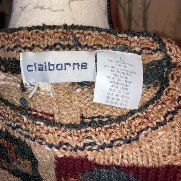 Vintage Claiborne 80s 90s Cotton Wool Knit Unisex Sweater - Picture 8 of 8